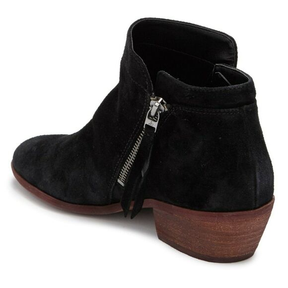 SAM EDELMAN Packer leather ankle boots zip side chunky heel booties black Sz 6.5 - Picture 2 of 8